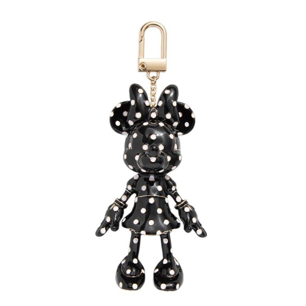 Disney Baublebar Minnie Mouse Enamel Keychain Bag Charm Polka Dots Keyring New